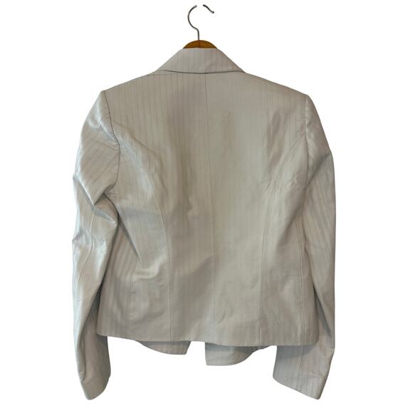 L’Agence Brooke Lamb Leather Pinstripe Blazer Jacket White Size 4 - Picture 3 of 16